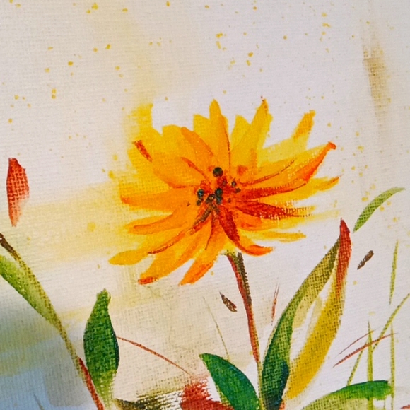 Original painting Yellow Dandelion Flower Floral Artwork - Picture 7 of 7